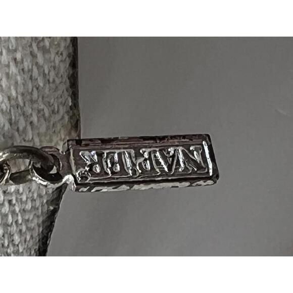 Napier Triple Strand Silver Tone Necklace with Blue and Black Rhinestones E4 - Picture 7 of 8